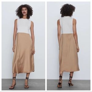 Zara Combined Midi Sleeveless Dress